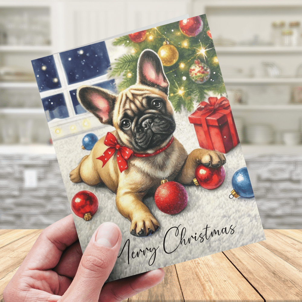 Christmas Greeting Card, French Bulldog: Merry Christmas