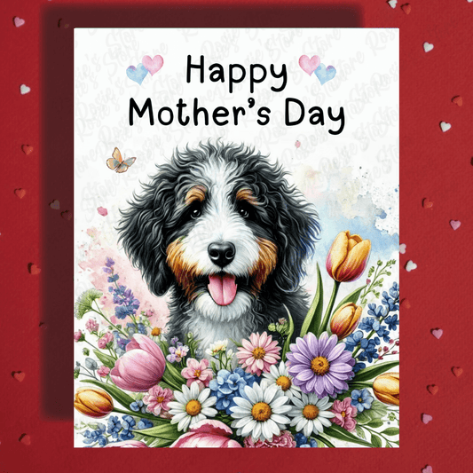 Mom Gift, Greeting Card, Bernedoodle Dog: Happy Mother's Day
