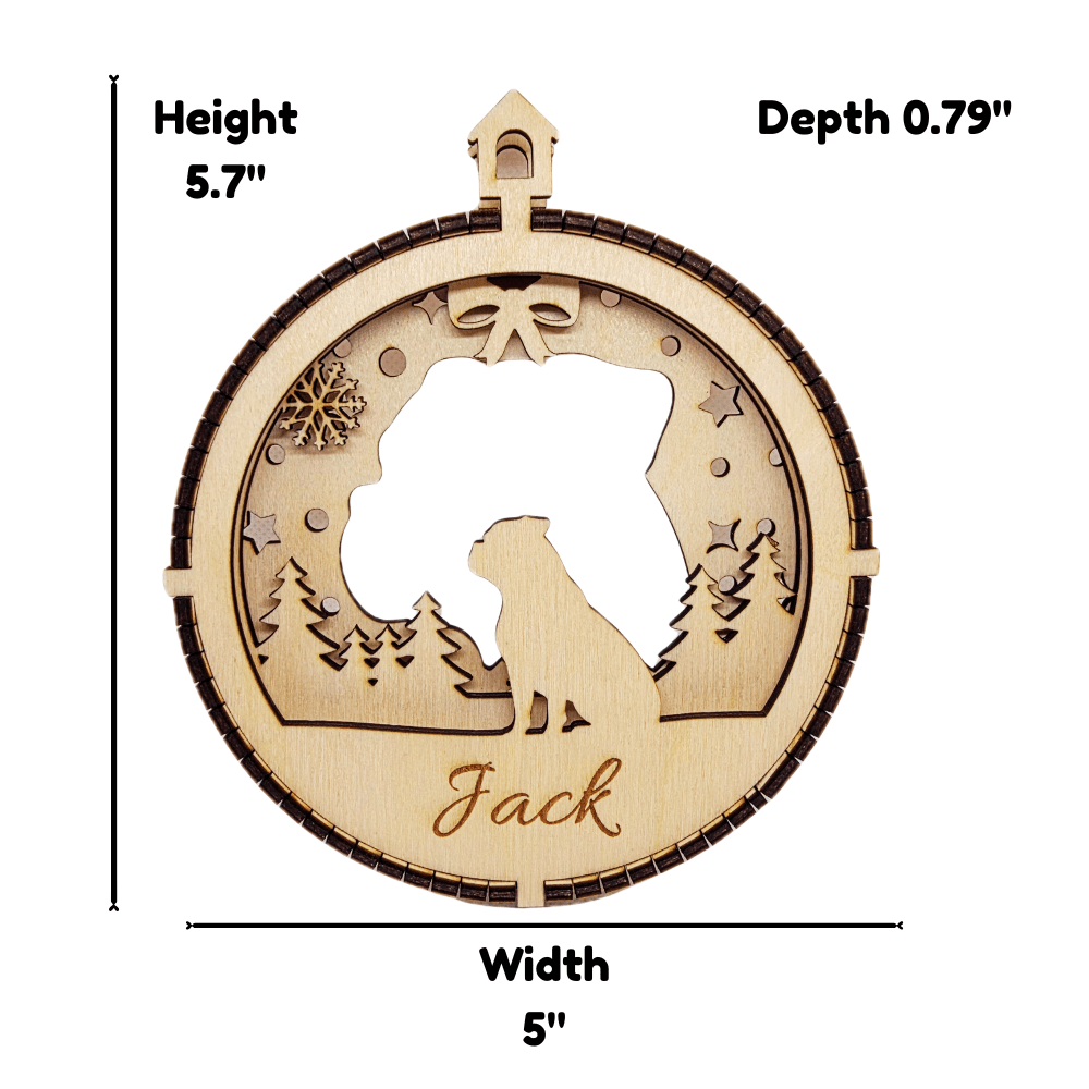 3D Wooden Dog Ornament: American Bulldog