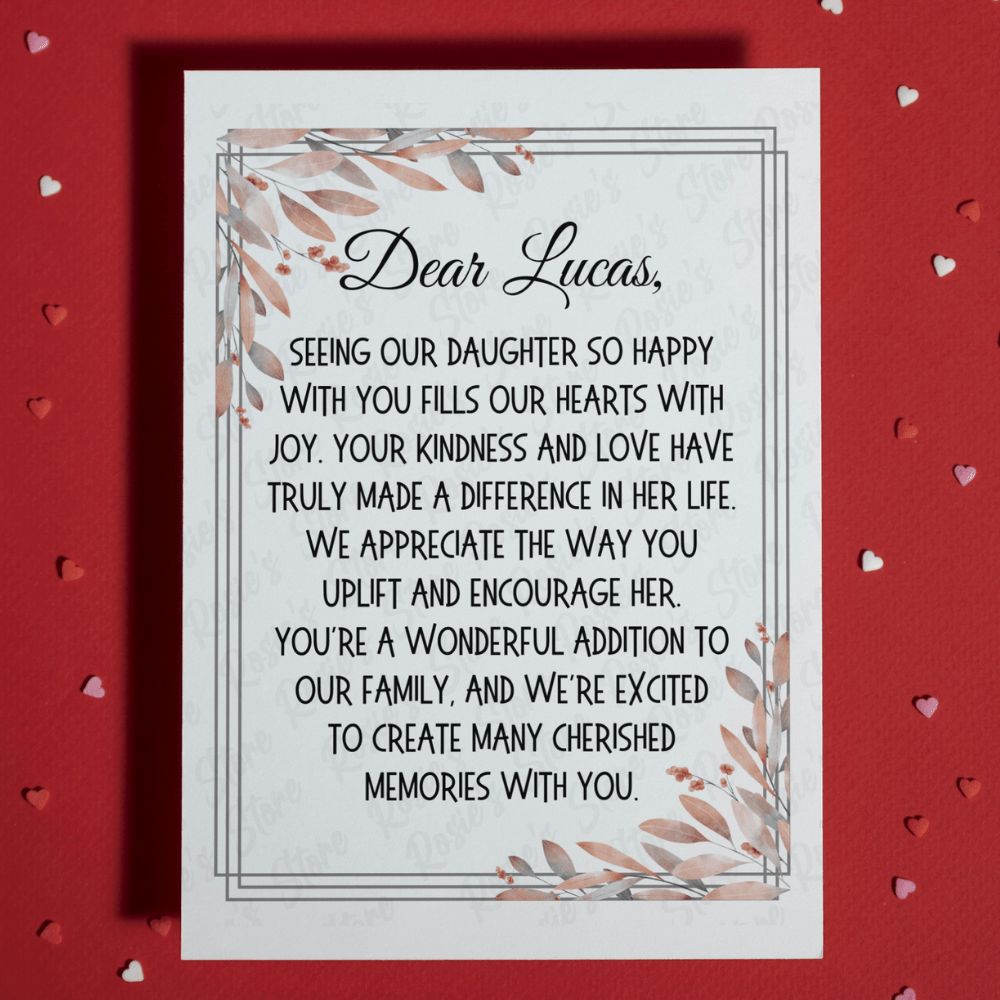Daughter's Boyfriend/Future Son-in-Law/Son-in-Law Custom Name Greeting Card: Seeing Our Daughter So Happy...