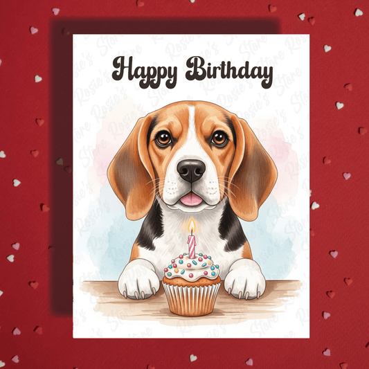 Birthday Greeting Card, Beagle Dog Pet Lover 02: Happy Birthday
