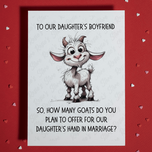 Daughter's Boyfriend Greeting Card: Goat Proposal