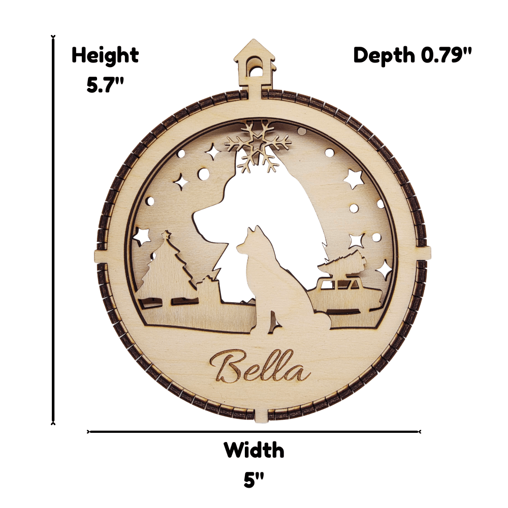 3D Wooden Dog Ornament: Husky