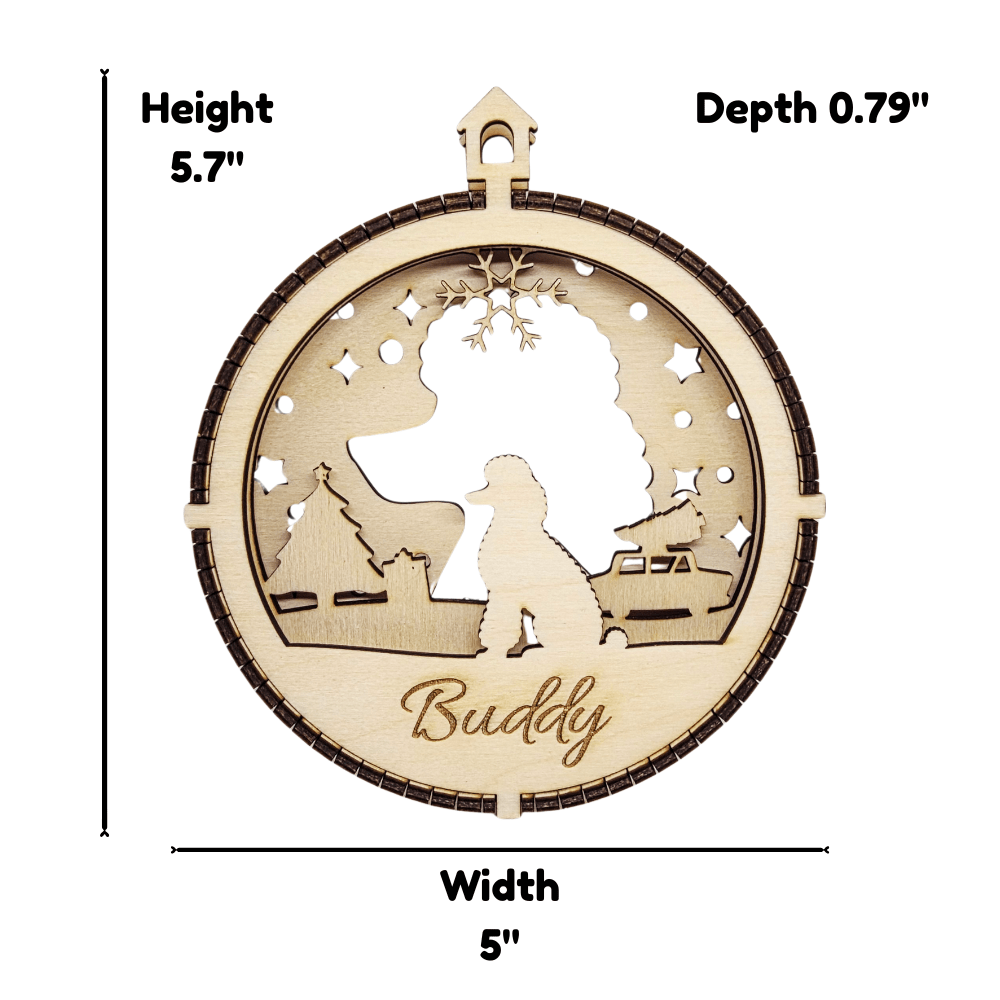 3D Wooden Dog Ornament: Poodle