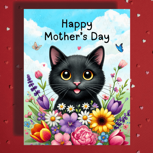 Mom Gift, Greeting Card, Black Cat: Happy Mother's Day