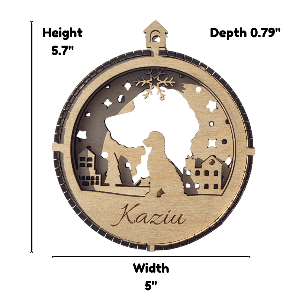 3D Wooden Dog Ornament: Goldendoodle