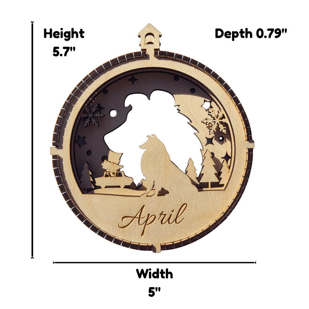 3D Wooden Dog Ornament: Border Collie
