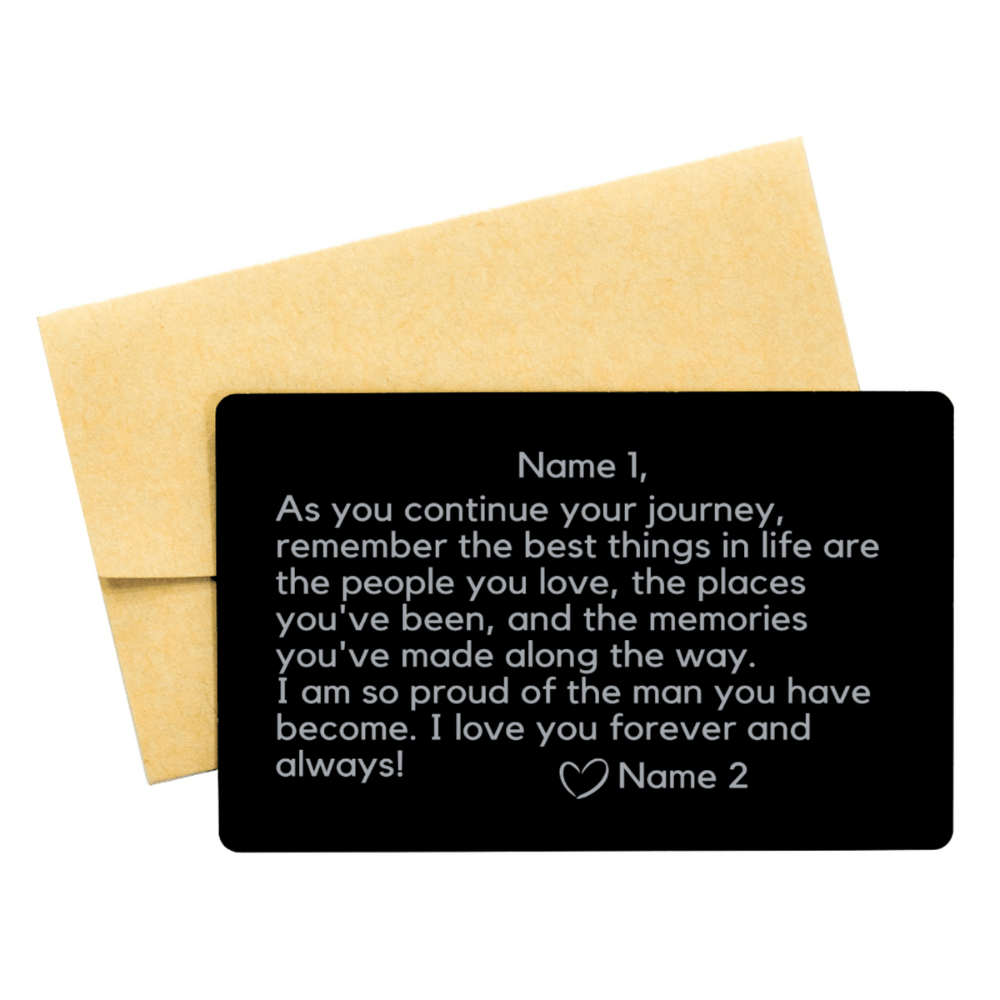Personalized Engraved Wallet Card For Him: As You Continue Your Journey...