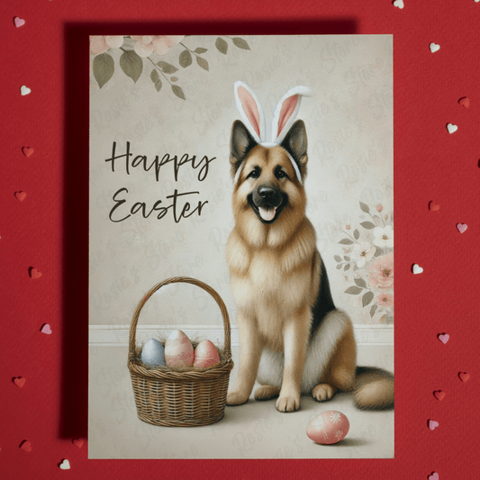 Easter Greeting Card, German Shepherd Dog: Happy Easter