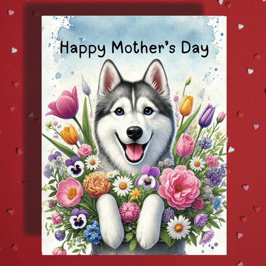 Mom Gift, Greeting Card, Husky Dog: Happy Mother's Day