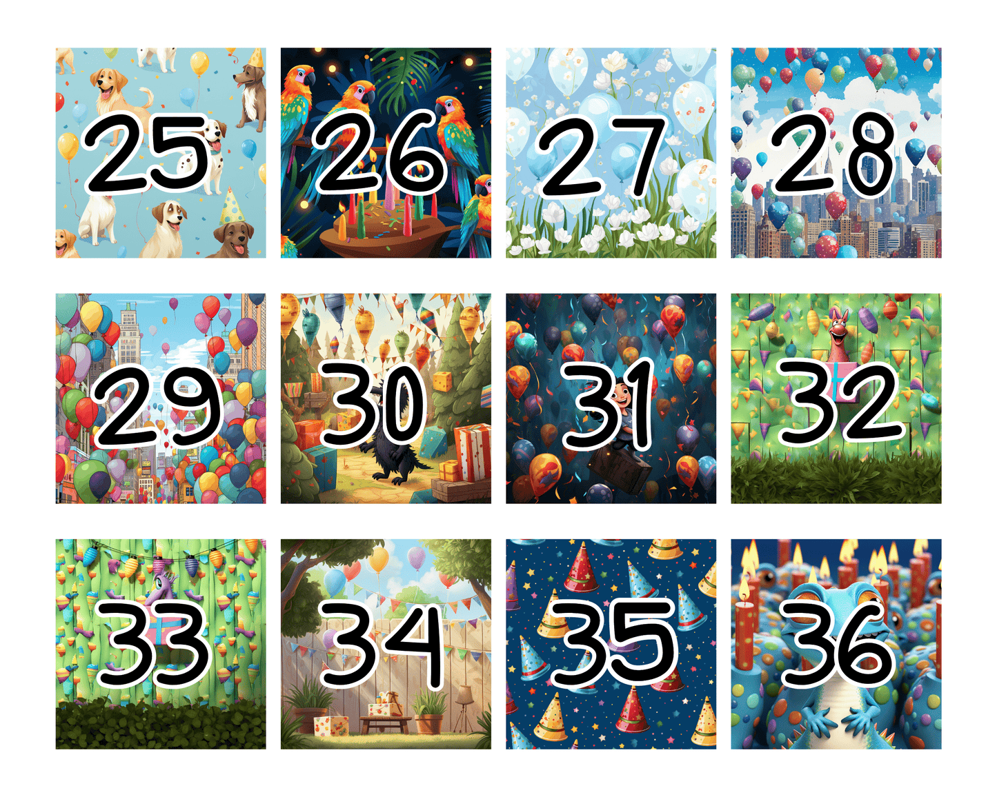 Birthday, 36 Pack of Birthday Digital Papers