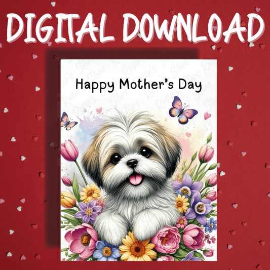 Mother's Day Digital Greeting Card, Shih tzu Dog: Happy Mother's Day