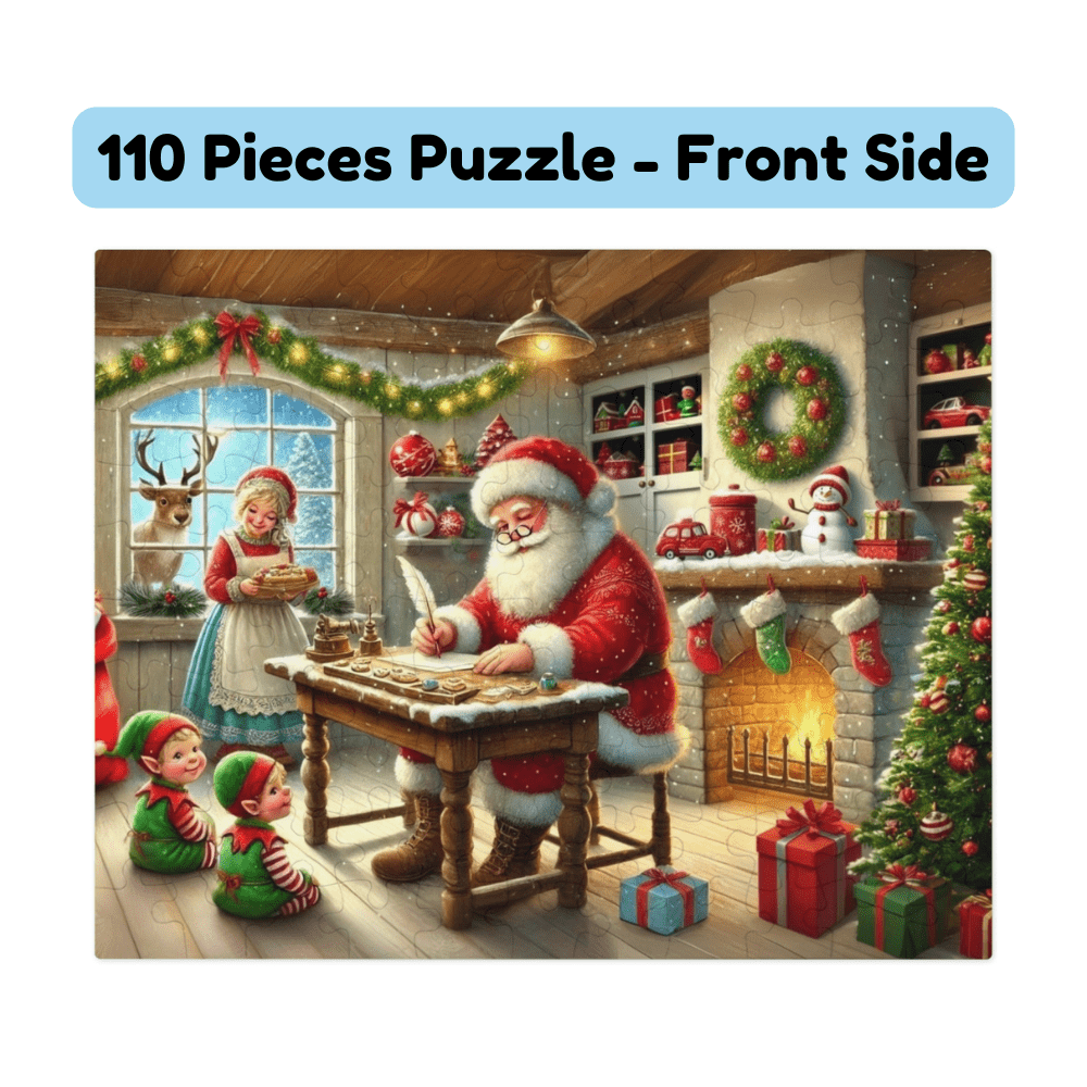 Christmas Gift, Double-sided Puzzle with Laser Engraved NICE or NAUGHTY List