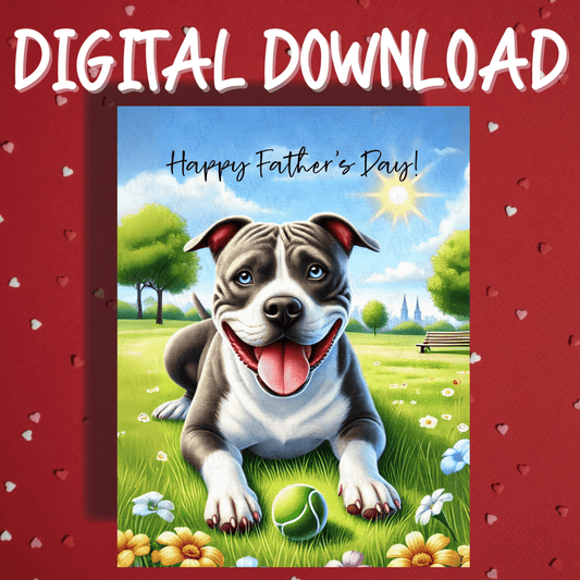 Father's Day Digital Greeting Card, Pitbull Dog: Happy Father's Day