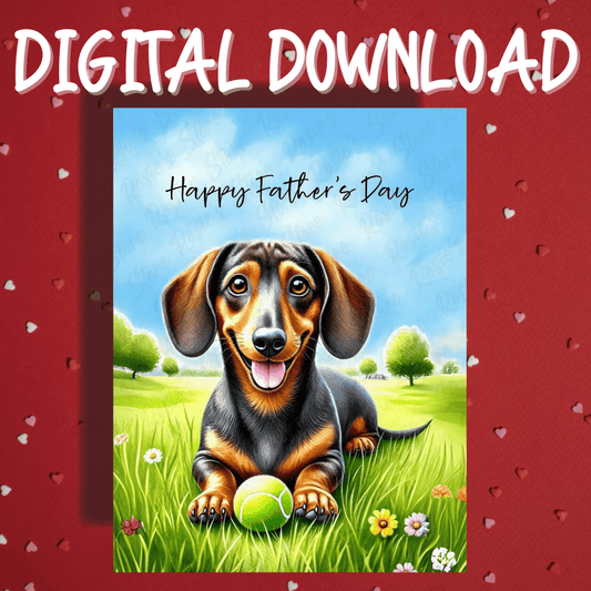 Father's Day Digital Greeting Card, Dachshund Dog 2: Happy Father's Day