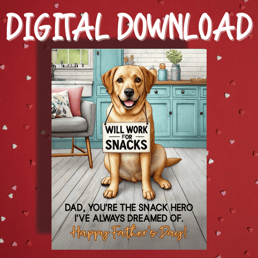 Father's Day Digital Greeting Card, Labrador Retriever Dog: Happy Father's Day