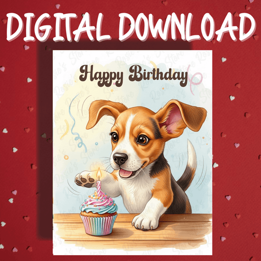 Birthday Digital Greeting Card, Beagle Dog Pet Lover 01: Happy Birthday