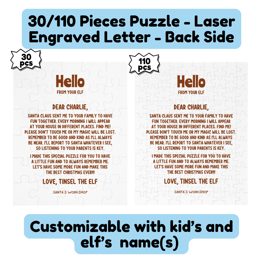 Christmas Gift, Personalized Elf Letter Double-Sided Jigsaw Puzzle: Hello From Your Elf (Elves)