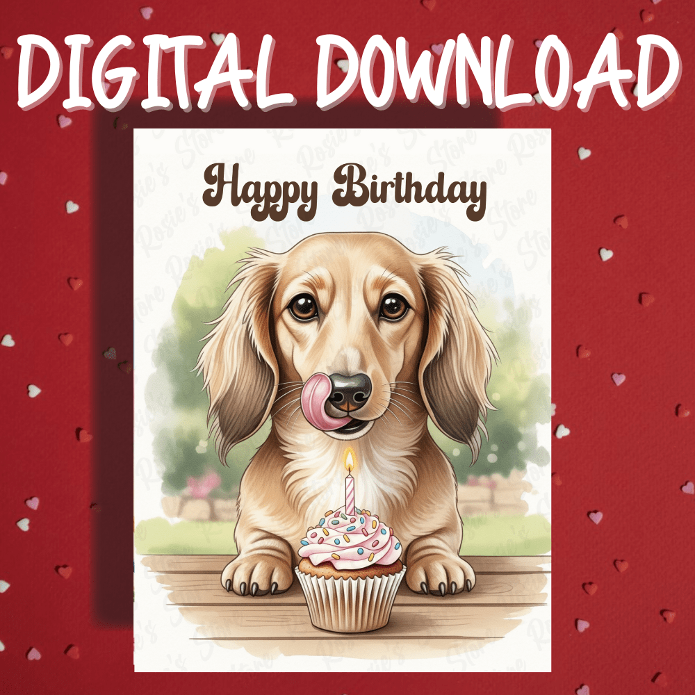 Birthday Digital Greeting Card, Dachshund Dog Pet Lover: Happy Birthday