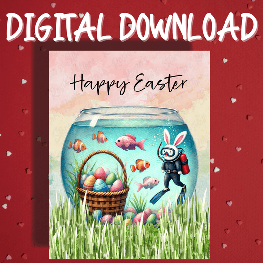 Easter Digital Greeting Card, Aquarium Fish Lover: Happy Easter
