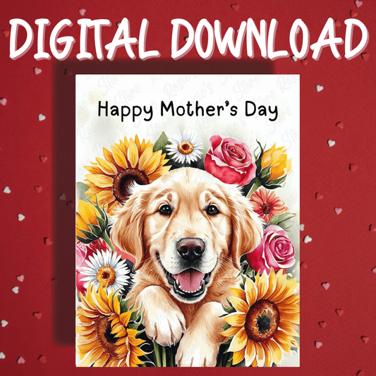 Mother's Day Digital Greeting Card, Golden Retriever Dog: Happy Mother's Day