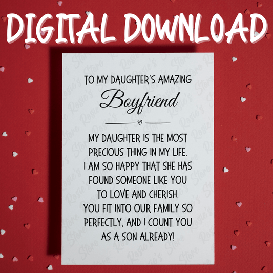 Daughter's Boyfriend Digital Greeting Card: My Daughter Is The Most Precious Thing...