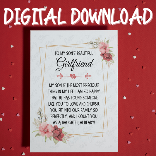 Girlfriend Digital Greeting Card For Son's Girlfriend: I Count You As A Daughter Already...