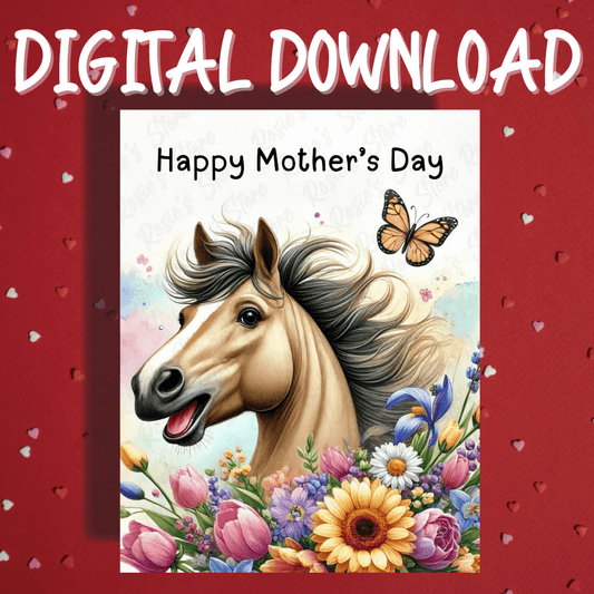 Mother's Day Digital Greeting Card, Horse or Pony Lover: Happy Mother's Day