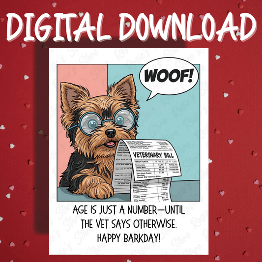 Birthday Digital Greeting Card, Yorkie Dog Pet Lover: Age Is Just A Number