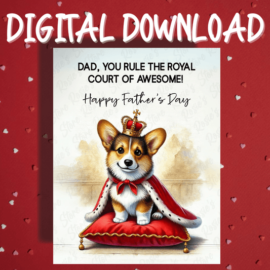Father's Day Digital Greeting Card, Welsh Corgi Dog 2: Happy Father's Day