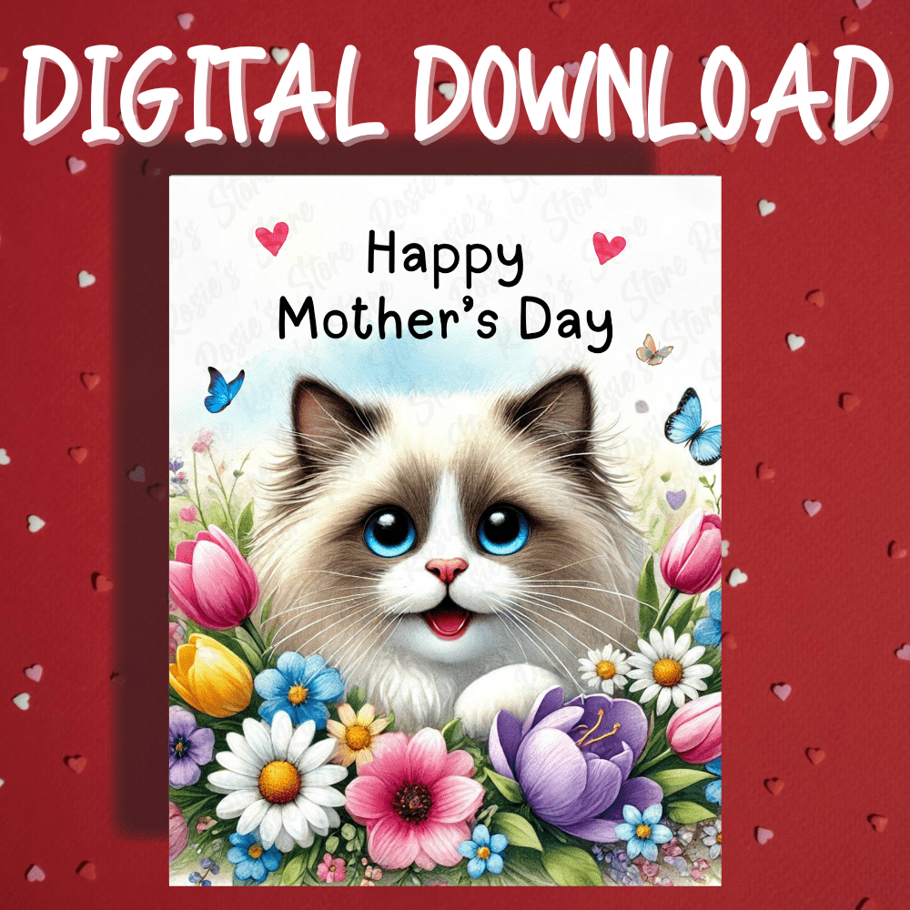 Mother's Day Digital Greeting Card, Ragdoll Cat: Happy Mother's Day