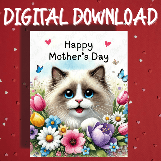 Mother's Day Digital Greeting Card, Ragdoll Cat: Happy Mother's Day