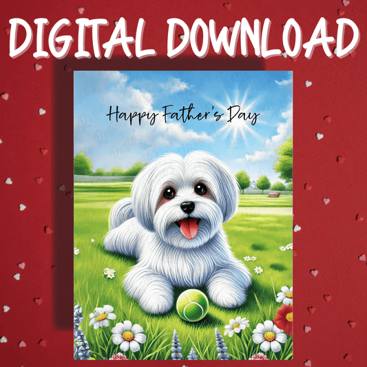 Father's Day Digital Greeting Card, Maltese Dog: Happy Father's Day