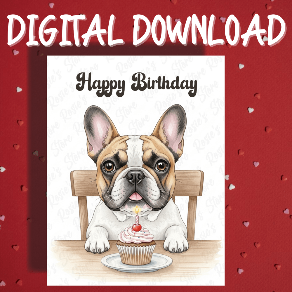 Birthday Digital Greeting Card, French Bulldog Pet Lover 02: Happy Birthday