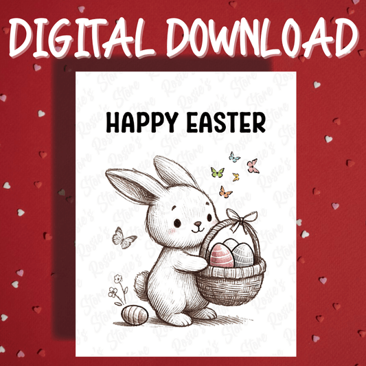 Easter Digital Greeting Card, Easter Bunny 001: Happy Easter