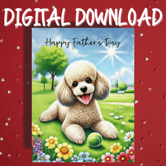Father's Day Digital Greeting Card, Poodle Dog: Happy Father's Day