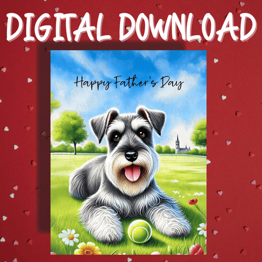 Father's Day Digital Greeting Card, Schnauzer Dog: Happy Father's Day
