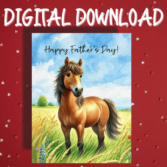 Father's Day Digital Greeting Card, Horse: Happy Father's Day