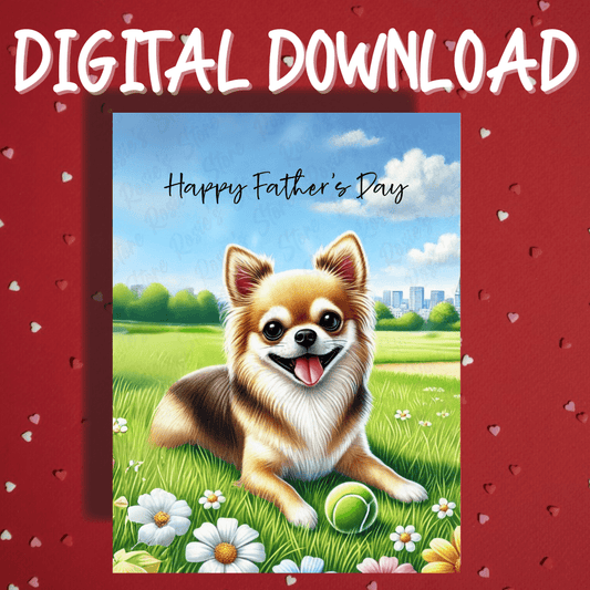 Father's Day Digital Greeting Card, Chihuahua Dog: Happy Father's Day