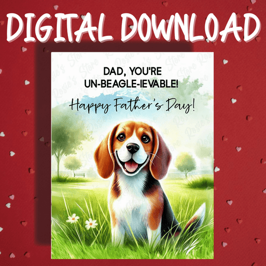 Father's Day Digital Greeting Card, Beagle Dog: Happy Father's Day