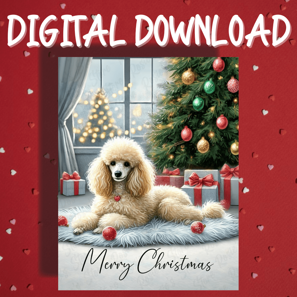 Christmas Digital Greeting Card, Poodle: Merry Christmas