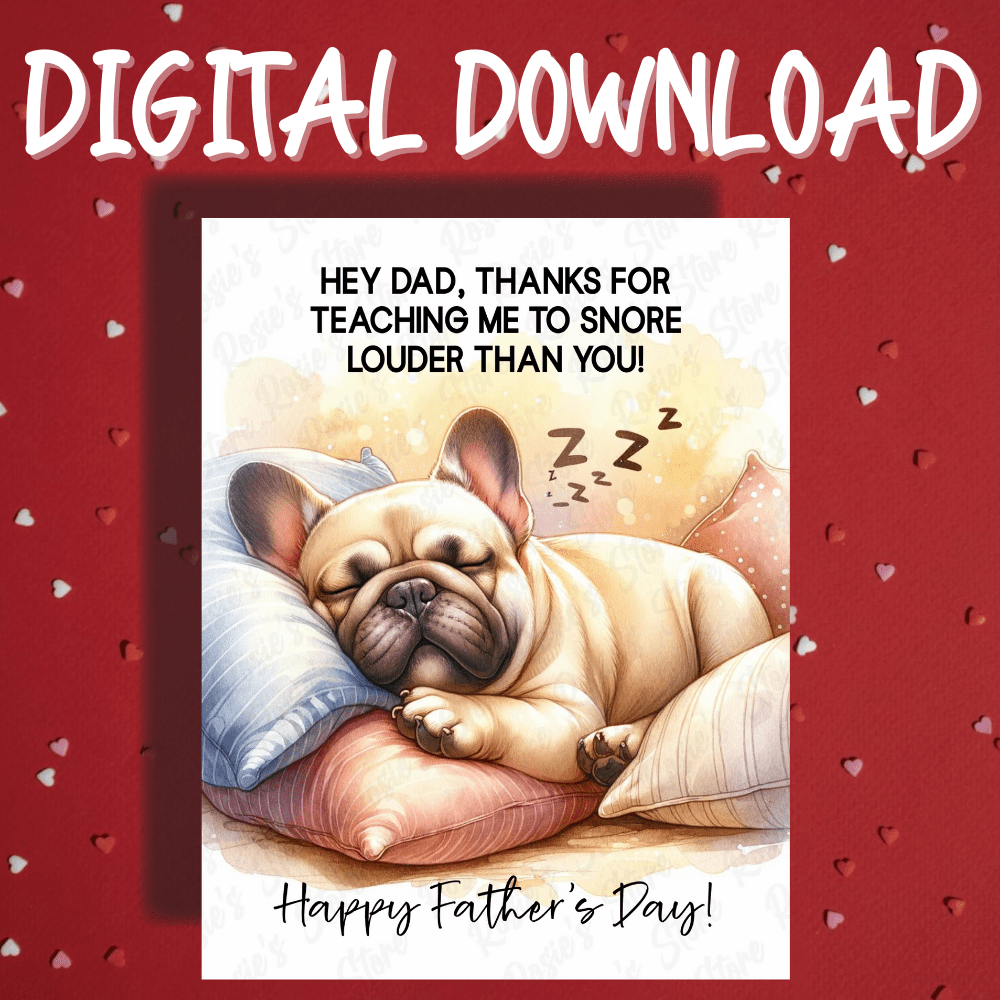 Father's Day Digital Greeting Card, French Bulldog Dog: Happy Father's Day
