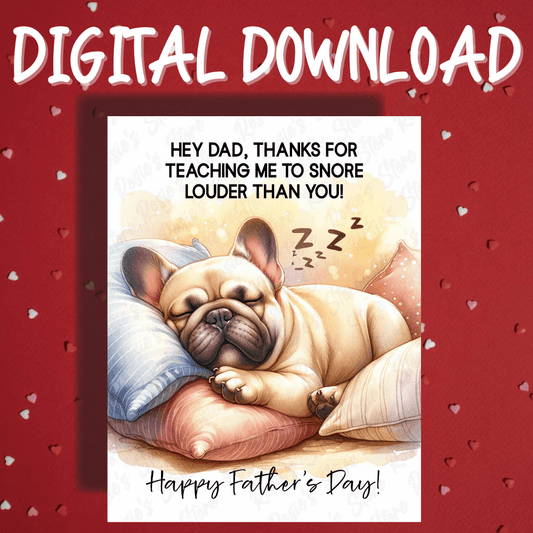 Father's Day Digital Greeting Card, French Bulldog Dog: Happy Father's Day