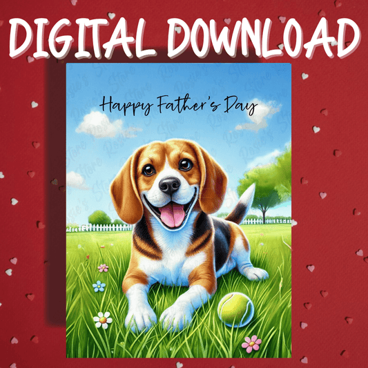 Father's Day Digital Greeting Card, Beagle Dog 3: Happy Father's Day