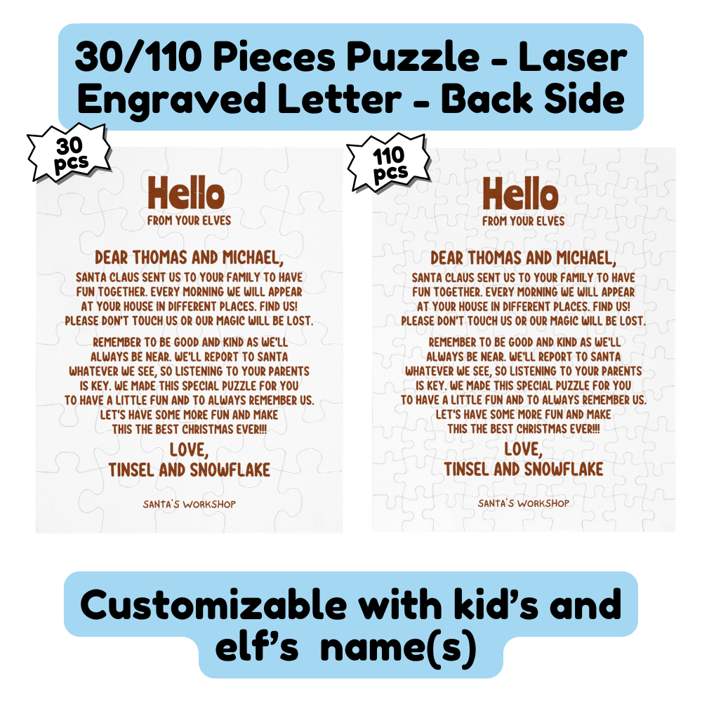 Christmas Gift, Personalized Elf Letter Double-Sided Jigsaw Puzzle: Hello From Your Elf (Elves)