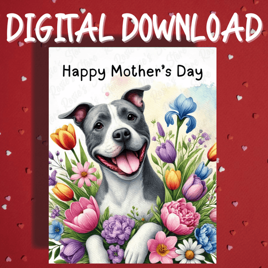 Mother's Day Digital Greeting Card, Pitbull Dog: Happy Mother's Day