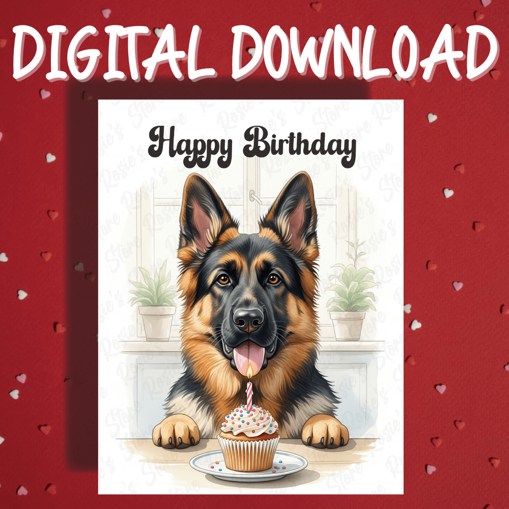 Birthday Digital Greeting Card, German Shepherd Dog Pet Lover: Happy Birthday