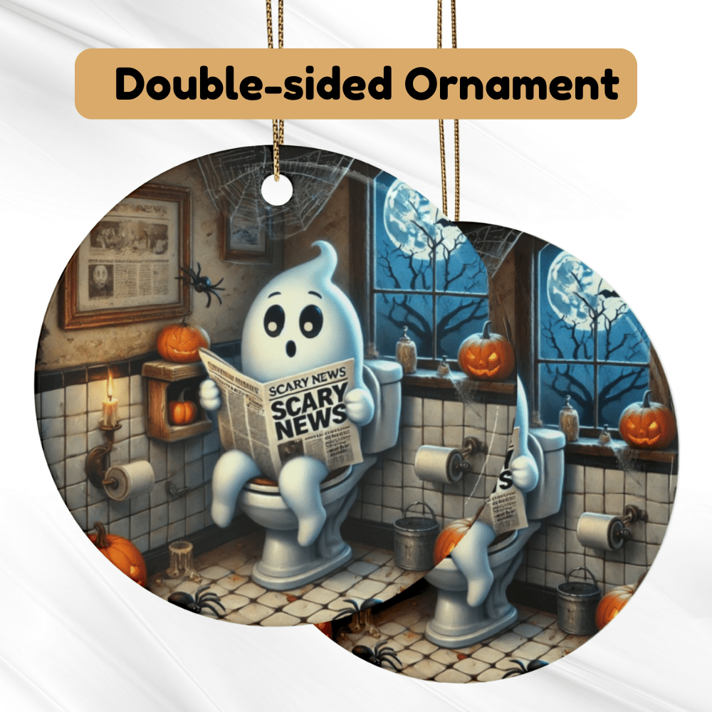 Halloween Ceramic Ornament, Funny Ghost: Scary News