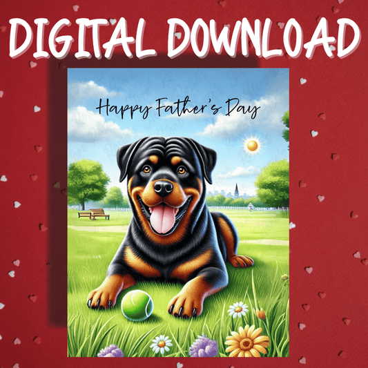 Father's Day Digital Greeting Card, Rottweiler Dog: Happy Father's Day