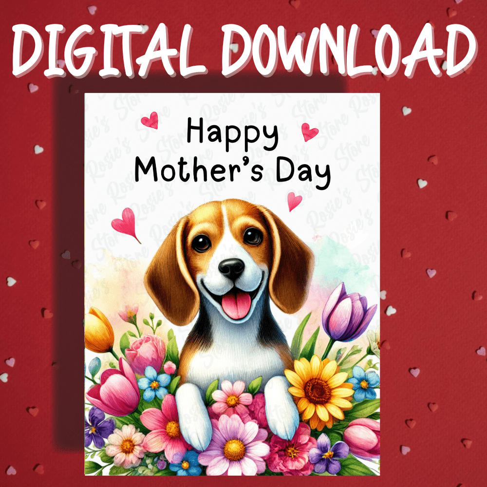 Mother's Day Digital Greeting Card, Beagle Dog: Happy Mother's Day